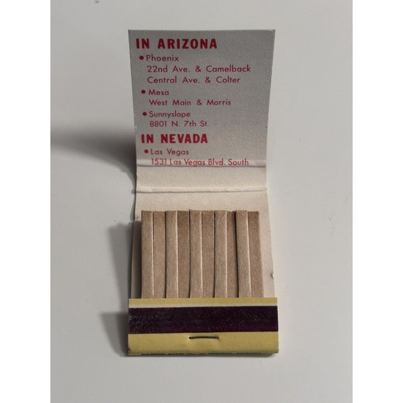 Humpty Dumpty Coffee Shops Restaurant Matchbook Empty Vintage 70s Arizona Nevada - Picture 3 of 3